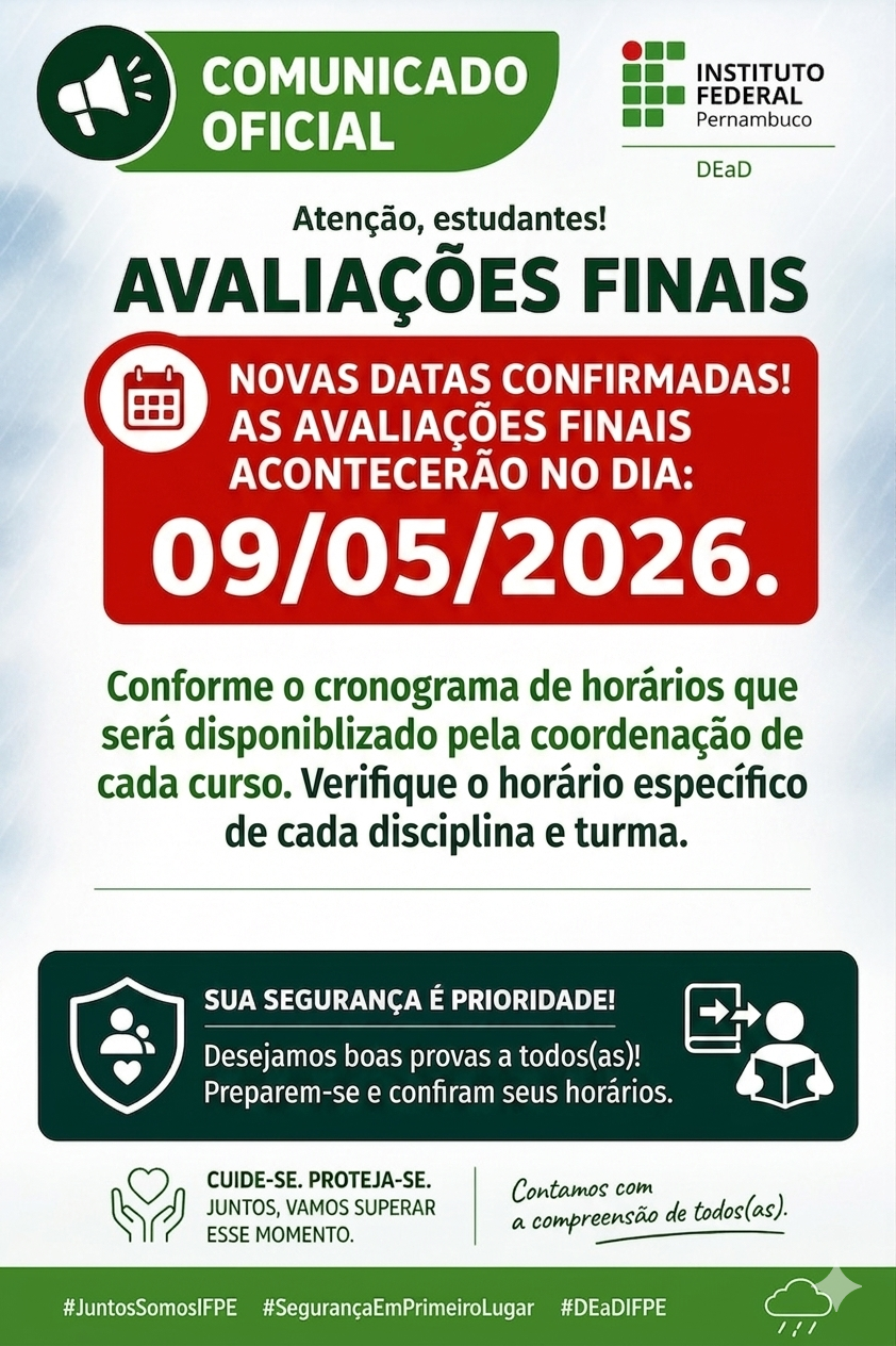 Comunicado avaliações finais